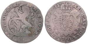 Austrian Netherlands, Maria Theresia, 1 Escalin Silver 1750(l), Rampant lion holding sword and shield, KM 4 Bruges, Fine