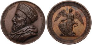 Belgium, Kingdom, Leopold I, Medal in Bronze ND (1841) by F. De Hondt, In Memory of Henricus Goethals Doctor Solemnis, Bust left / Angel with shield within circle, XF