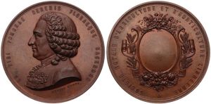 Belgium, Kingdom, Leopold I, Medal in Bronze ND (1847) by J. Würden, Societé Royale Linnéenne de Bruxelles, Bust of Minister Rogier left / Shield with flowers, A.UNC
