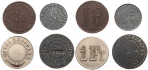 Belgium, Kingdom, Mixed Cities, Good lot with 4 different Jetons or Tokens from various subjects including scarcer items, VF/XF