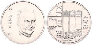 Belgium, Kingdom, Albert II, 250 Francs Silver 1994, 50th Anniversary of the Benelux, Morin 858, UNC