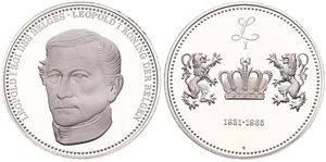 Belgium, Kingdom, Baudouin I, Medal in Silver (1980) by Franklin Mint, Belgian Dynasty, Head of King Leopold I left / Crown flanked by two lions : 1831-1865, PROOF