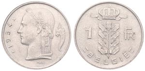 Belgium, Kingdom, Baudouin I, 1 Franc Copper-Nickel 1954FL, Head of Ceres left, Morin 600, A.UNC