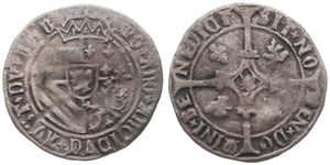 Burgundy, Philip the Fair, 1 Zilveren Groot Silver ND (1482-1506), Crowned arms within circle / Large cross with mintmaster sign in centre, VH 153.AN - Antwerp, VF