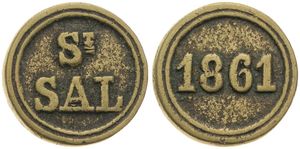Belgium, Kingdom, Brugge (St. Salvatorkerk), Token in Copper for the poor 1861, St. SAL / 1861 (Weldadigheidspenning), VF