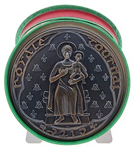 Belgium, Kingdom, Baudouin I, Medal in Bronze 1971 by René Harvent, Centenaire de la Cathédral de Tournai, Madonna with Jesus flanked by bees / The Cathedral Notre-Dame, UNC
