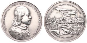 Belgium, Kingdom, Baudouin I, Medal in Silver 1980, Coin Fair Numismatica Tienen, Armored bust right / Treaty of Tienen - City and landscape view, GMJ E.10c.2, SCARCE, UNC