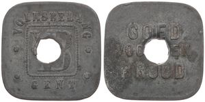 Belgium, Kingdom, Gand, Token in Zinc ND, Goed voor een Brood / Volksbelang Gent, VF