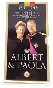 Belgium, Kingdom, Albert II, 250 Francs Silver 1999, 40th Wedding Anniversary of King Albert II & Queen Paola, Morin 979, PROOF in original packaging