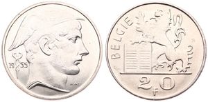 Belgium, Kingdom, Baudouin I, 20 Francs Silver 1955FL, Helmeted head of Mercurius right, Morin 550, SCARCE DATE, UNC !