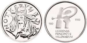 Belgium, Kingdom, Baudouin I, Platinum Medal 1980, 1000 Years City of Liege, Morin M/23, VERY RARE : MINTAGE 2666 ex. ONLY ! PROOFLIKE (*)