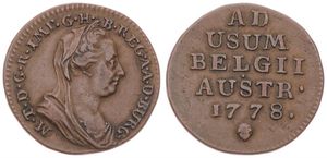 Austrian Netherlands, Maria Theresia, 1 Liard Copper 1778(b), Veiled bust right, KM 28 Brussels, XF