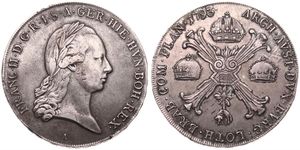 Austrian Netherlands, Franz II, 1 Kronenthaler Silver 1793A, Laureate bust right, KM 62.1 Vienna, VF