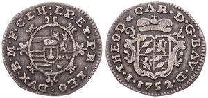Liege, Bishoperic, John Theodore, 1 Plaquette Silver 1752, Crowned ams over sword and scepter / Oval shield - legend around, KM 152, VF