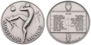 Belgium, Kingdom, Baudouin I, Medal in Silver 1986, World Soccer Championship Mexico 1986, Stylized soccer players / List of the Belgian soccer coach and players, UNC 