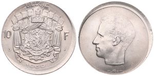 Belgium, Kingdom, Baudouin I, 10 Francs Nickel 1969FL, Head left, Morin 759, SCARCE ERROR COIN !, UNC