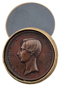 Belgium, Kingdom, Leopold I, Medal in Bronze 1853 by A. Dubois, Head of Leopold Duc de Brabant - Senateur de la Constitution Belge left / Legend in 9 lines within circle, VF (some edgenicks) 
