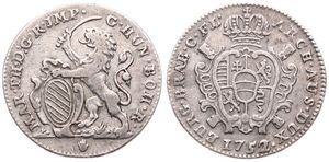 Austrian Netherlands, Maria Theresia, 1 Escalin Silver 1752(h), Rampant lLion holding sword and shield, KM 15 Antwerp, VF