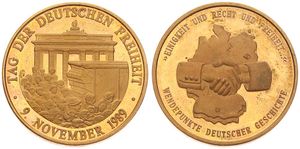 Germany, Federal Republic, Medal in Bronze 1989, Tag der Deutschen Freiheit / Wendepunkte Deutscher Geschichte, PROOF