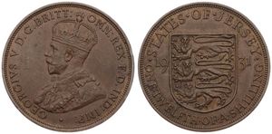 Jersey, British Dependency, George V, 1/12 Shilling Bronze 1931, Crowned bust left, KM 16, XF