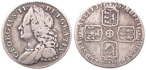 Great Britain, Kingdom, George II, 6 Pence Silver 1757, Laureate bust left, KM 582.2, A.VF