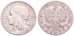 Poland, Republic, 2 Zlote Silver 1933, Radiant head of Queen Jadwiga left, KM 20, A.VF