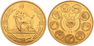 Europe, European Union, Ecu Medal in Bronze 1981 by P. Rodier, Greece enters the European Community / Europe Seated, UNC