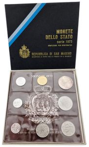 San Marino, Republic, Official Annual Mint Set 1973 (8) in original packaging, KM MS2, UNC