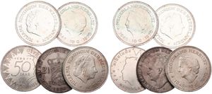 Netherlands, Kingdom, Mixed Reigns, Nice lot with 5 older silver crown size Dutch coins in various grades