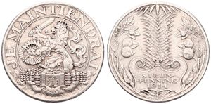 Netherlands, Kingdom, Wilhelmina I, Medal in Silver 1914, Steunpenning voor Belgische vluchtelingen, Dutch Lion with sword and arrows in Dutch garden / Palm tree, XF