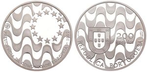 Portugal, Republic, 200 Escudos Silver 1992, Presidency of the European Community, KM 663a, PROOF
