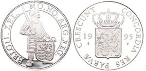 Netherlands, Kingdom, Beatrix, 1 Ducat Silver 1995, Knight standing with arms of Zeeland, KM 221, PROOF