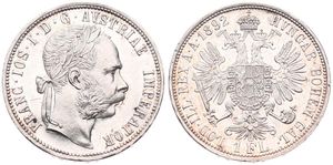 Austria, Empire, Franz Joseph I, 1 Florin Silver 1892, Laureate head right, KM 2222, SCARCER KEY DATE, XF