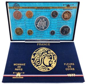 France, Republic, Official Annual Specimen FDC Set 1977 (9) in original packaging, KM SS14, UNC