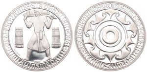 Germany, Federal Republic, Medal in Silver 1980 by Prof. Baier, 750 Jahre Stadt Hallein & Kelten Museum in Hallein, PROOF