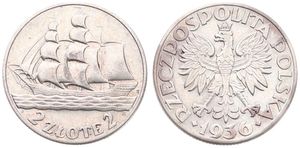 Poland, Republic, 2 Zlote Silver 1936, 15th Anniversary of Gdynia Seaport, KM 30, VF