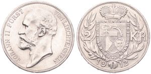Liechtenstein, Principality, Prince John II, 2 Kronen Silver 1912, Head left, KM 3, UNC