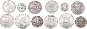 Portugal, Republic, Good lot with 6 different older silver circulation & commemorative type coins in nice grades including better items...