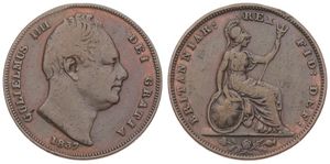 Great Britain, Kingdom, William IV, 1 Farthing Copper 1837, Bust right, KM 705, VF