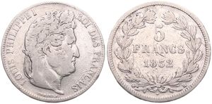 France, Second Kingdom, Louis Philippe I, 5 Francs Silver 1832M, Laureate head right, KM 749.9 (Toulouse), A.VF