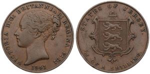 Jersey, British Dependency, Victoria, 1/13 Shilling Copper 1841, Head left, KM 3, VF