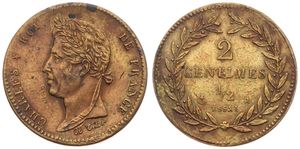 France, Second Kingdom, Charles X, 2-1/2 Centimes Brass ND, Laureate bust left, KM NL (Paris) - ESSAI, A.XF 