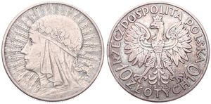 Poland, Republic, 10 Zlotych Silver 1932, Radiant head of Queen Jadwiga left, KM 22, VF