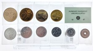 Hungary, Peoples Republic, Official Annual Mint Set 1987 (10) in original packaging, KM MS17, UNC
