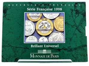 France, Republic, Official Annual Mint Set 1998 (10) in original packaging, KM MS14, UNC 
