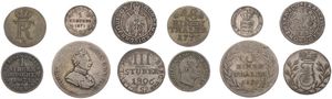 German States, Mixed States, Very nice lot with 6 different older silver circulation type coins including scarcer items, F/VF