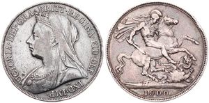 Great Britain, Kingdom, Victoria, 1 Crown Silver 1900-LXIII, Crowned and veiled bust left, KM 783, VF