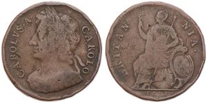 Great Britain, Kingdom, Charles II, 1/2 Penny Copper 1672, Laureate head left, KM 437, Fine