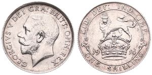 Great Britain, Kingdom, George V, 1 Shilling Silver 1914, Head left, KM 816, XF