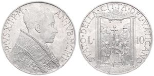 Vatican City, City State, 10 Lire Aluminum 1950, Procession thru Holy Year Door, KM 47, UNC